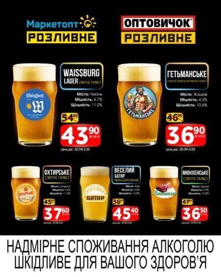 Акції Маркетопт Розливне пиво з 20 квітня по 03 травня 2026 року