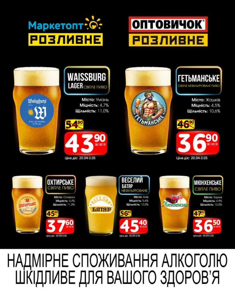 Акції Маркетопт Розливне пиво з 20 квітня по 03 травня 2026 року